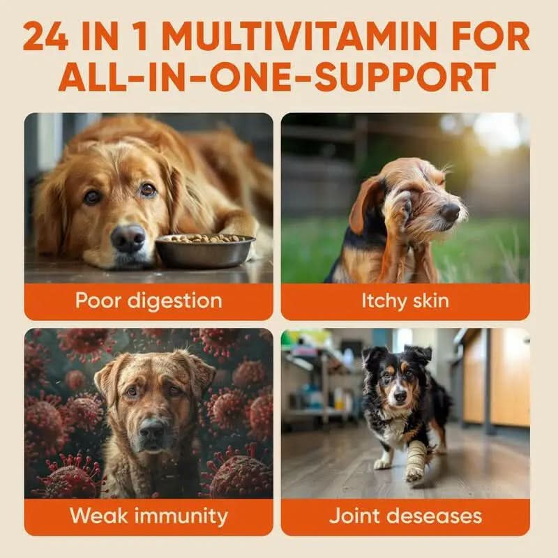 Pawzitive Pets Multivitamin Chews for Dogs – Daily Health Support with Probiotics, Omega 3, Minerals & Vitamins – All-Breed – Made in USA