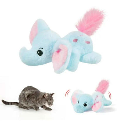 Potaroma Cat Toys Flapping Elephant, Interactive Realistic Kitten Toy Stuffed with Crinkle Paper Hangable Design for Bored Indoor Cats 6.3 Inches