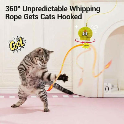 Potaroma Interactive Cat Toy with Motion Sensor, Chirping Sound – Funny Grenade Design with Mesh Tail, Rechargeable Smart Rolling Ball for Bored Indoor Kittens & Adult Cats 3 Inches