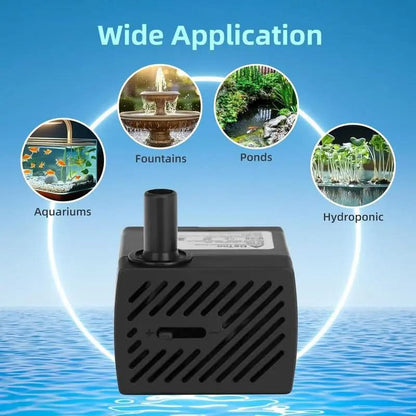 Submersible Water Pump 4W 80GPH Mini Fountain Water Pump Aquarium Pump for Hydroponic Systems Fish Tank Pond Water Gardens Fountain Statuary