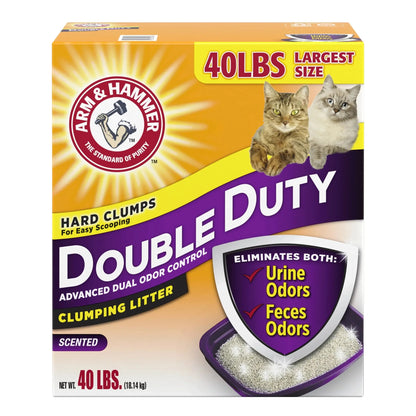 (3 Pack)  Double Duty Cat Litter, Advanced Odor Control Clumping Cat Litter, Scented, 40 Lb