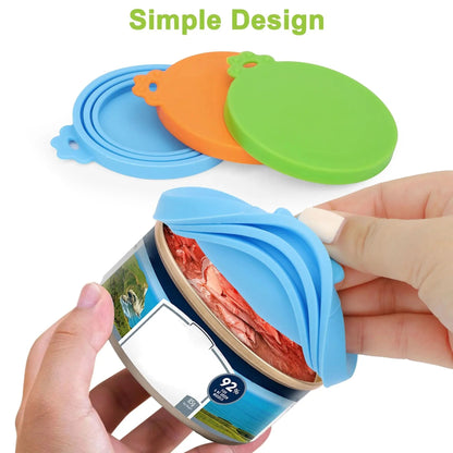 3Pcs Pet Food Can Cover, FDA Safe BPA Free Silicone Cat Dog Can Lid Cover Fit Standard Sizes to Keep Food Fresh