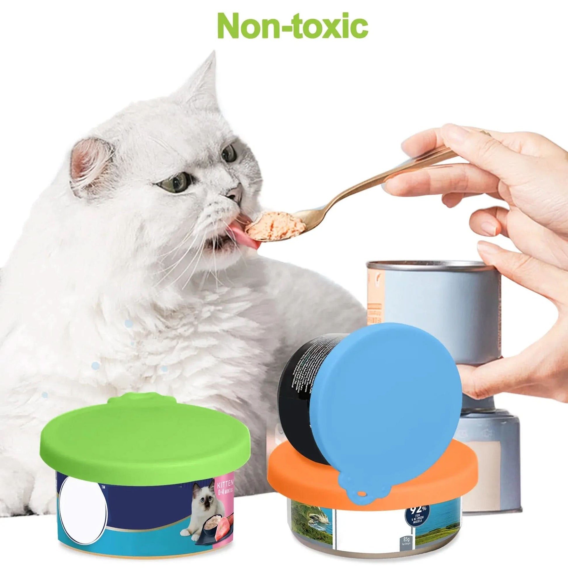 3Pcs Pet Food Can Cover, FDA Safe BPA Free Silicone Cat Dog Can Lid Cover Fit Standard Sizes to Keep Food Fresh