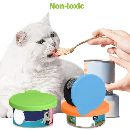 3Pcs Pet Food Can Cover, FDA Safe BPA Free Silicone Cat Dog Can Lid Cover Fit Standard Sizes to Keep Food Fresh