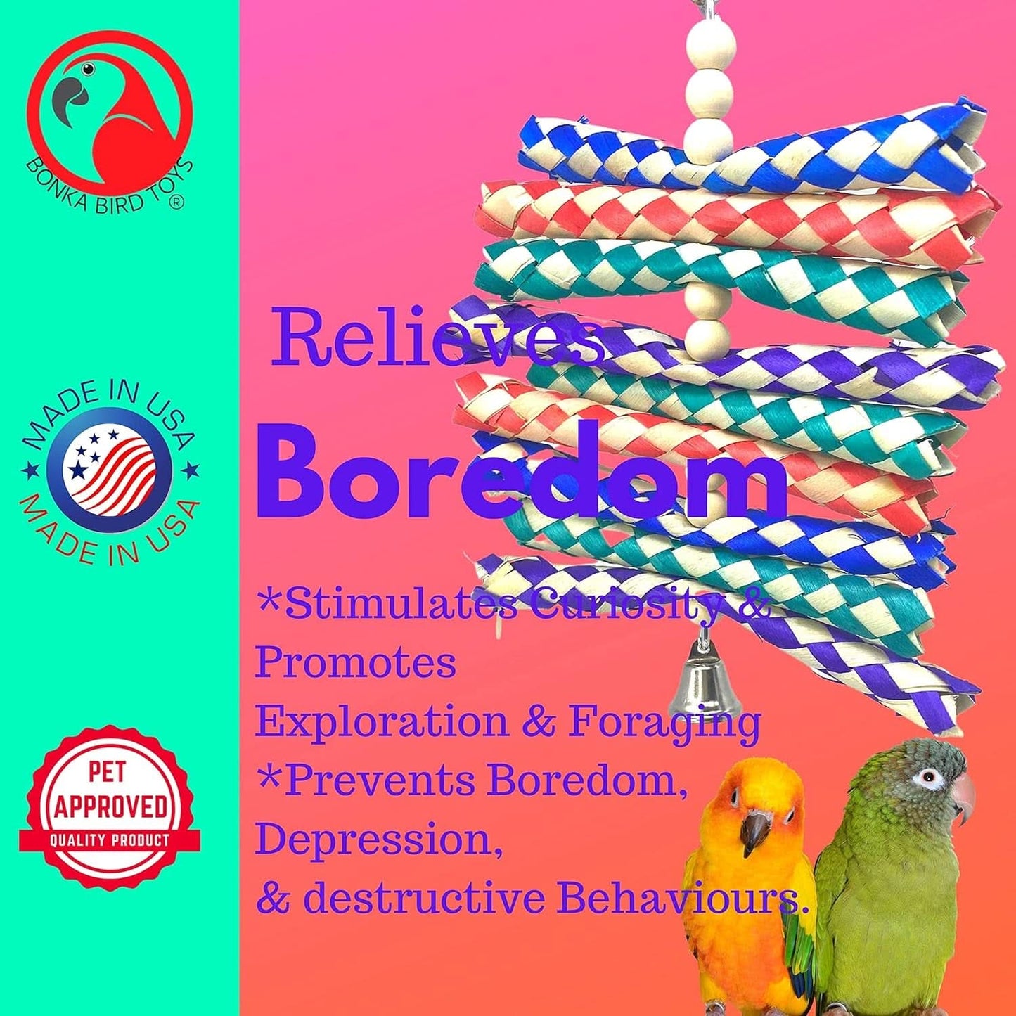 945 Pack of 2 Shredburst Cage Toys for Small to Medium Parrots, Cockatiels, Conures, Parakeets, and Similar Breeds