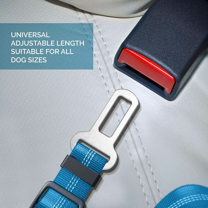 Adjustable Pet Car Harness with Elastic Bungee Buffer - Essential Safety Restraint and Dog Leash for Travel (Blue)