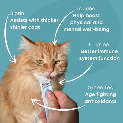 All-Natural Tuna Puree Treat Pouches for Indoor Cats - Soft Wet Cat Food for Kittens and Seniors - Limited Ingredient, Grain-Free, with Lysine and Taurine - 16 Tubes (0.5 oz each)