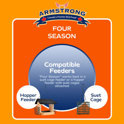 Armstrong Wild Bird Food Four Season Suet Cake, 11.3Oz (Pack of 12)