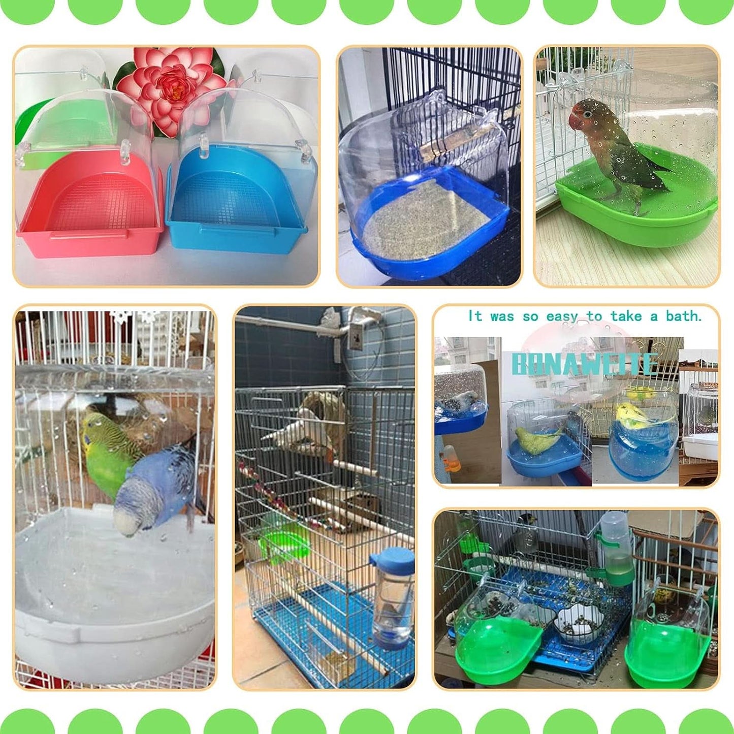 Bird Bath for Caged Birds - Parrot, Parakeet, Canary, and Budgerigar Bathing Tub and Cleaning Accessory
