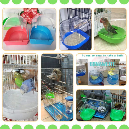 Bird Bath for Caged Birds - Parrot, Parakeet, Canary, and Budgerigar Bathing Tub and Cleaning Accessory