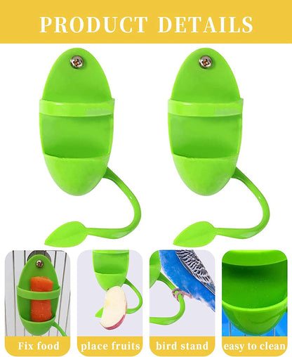 Bird Food Holder with Cuttlebone, Plastic Bird Cage Feeder Stand for Parrots, Budgies, Parakeets, Cockatiels, and Chickens