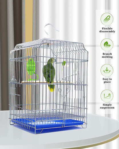 Bird Food Holder with Cuttlebone, Plastic Bird Cage Feeder Stand for Parrots, Budgies, Parakeets, Cockatiels, and Chickens