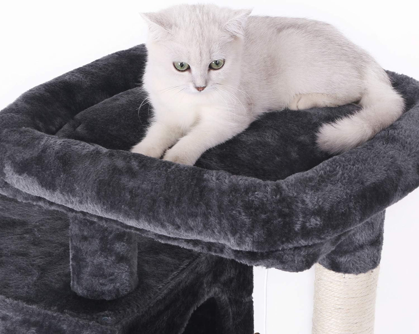 Cat Tree Condo with Sisal Scratching Posts, Plush Perches, and Dual Houses - Grey MMJ10B Kitty Activity Center