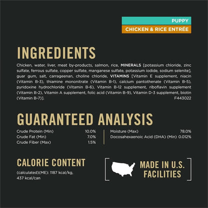 Classic Chicken and Rice Entrée Wet Puppy Food Pâté - Pack of 12 (13 oz. Cans)