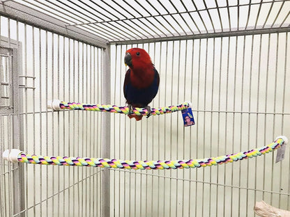 Cotton Rope Comfy Cable Perch Set for Birds - 23.5" Length, Ideal for African Greys, Amazons, Eclectus, Macaws, Cockatoos, and Similar Sized Birds