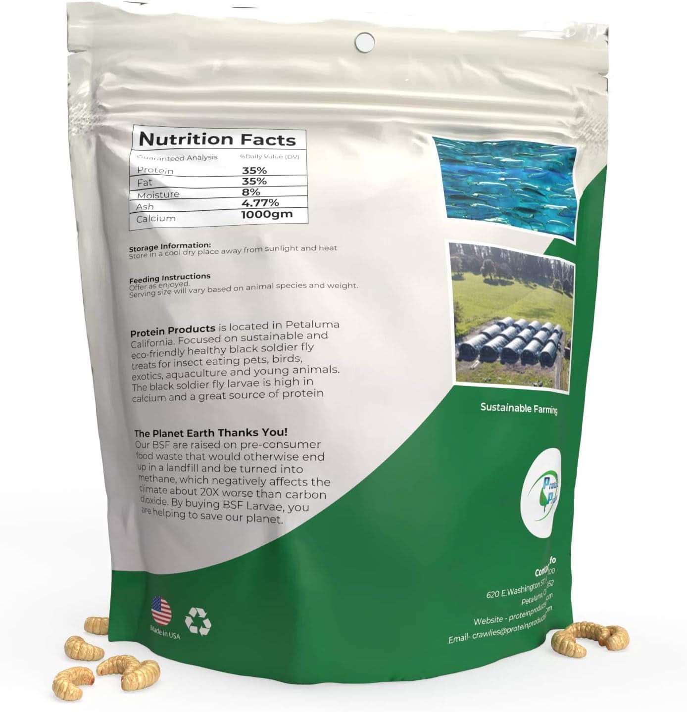 ® CRUNCHIES Dried Black Soldier Fly Larvae (1.2 lb Pouch) - Premium Bird and Chicken Treats with Higher Calcium, Protein, and Fat Content than Mealworms - Sustainably Farmed in the USA