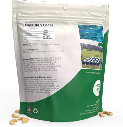 ® CRUNCHIES Dried Black Soldier Fly Larvae (1.2 lb Pouch) - Premium Bird and Chicken Treats with Higher Calcium, Protein, and Fat Content than Mealworms - Sustainably Farmed in the USA