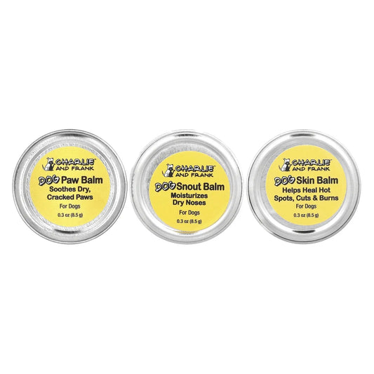 Dog Balm Variety Set: Paw, Skin, Snout, 3 Tins, 0.3 Oz (8.5 G) Each