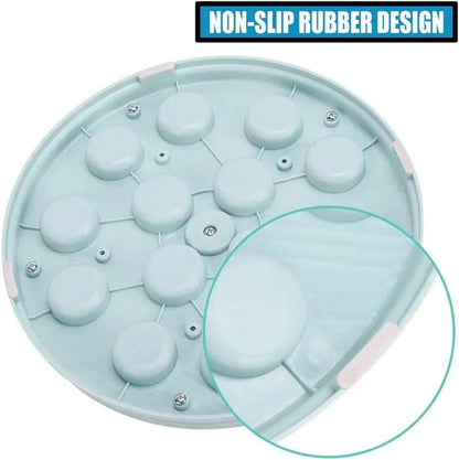 Interactive Dog Puzzle and Flying Turntable Toy Set, Slow Feeder for Enhanced Digestion and Reduced Anxiety in Pets (Blue, Round)