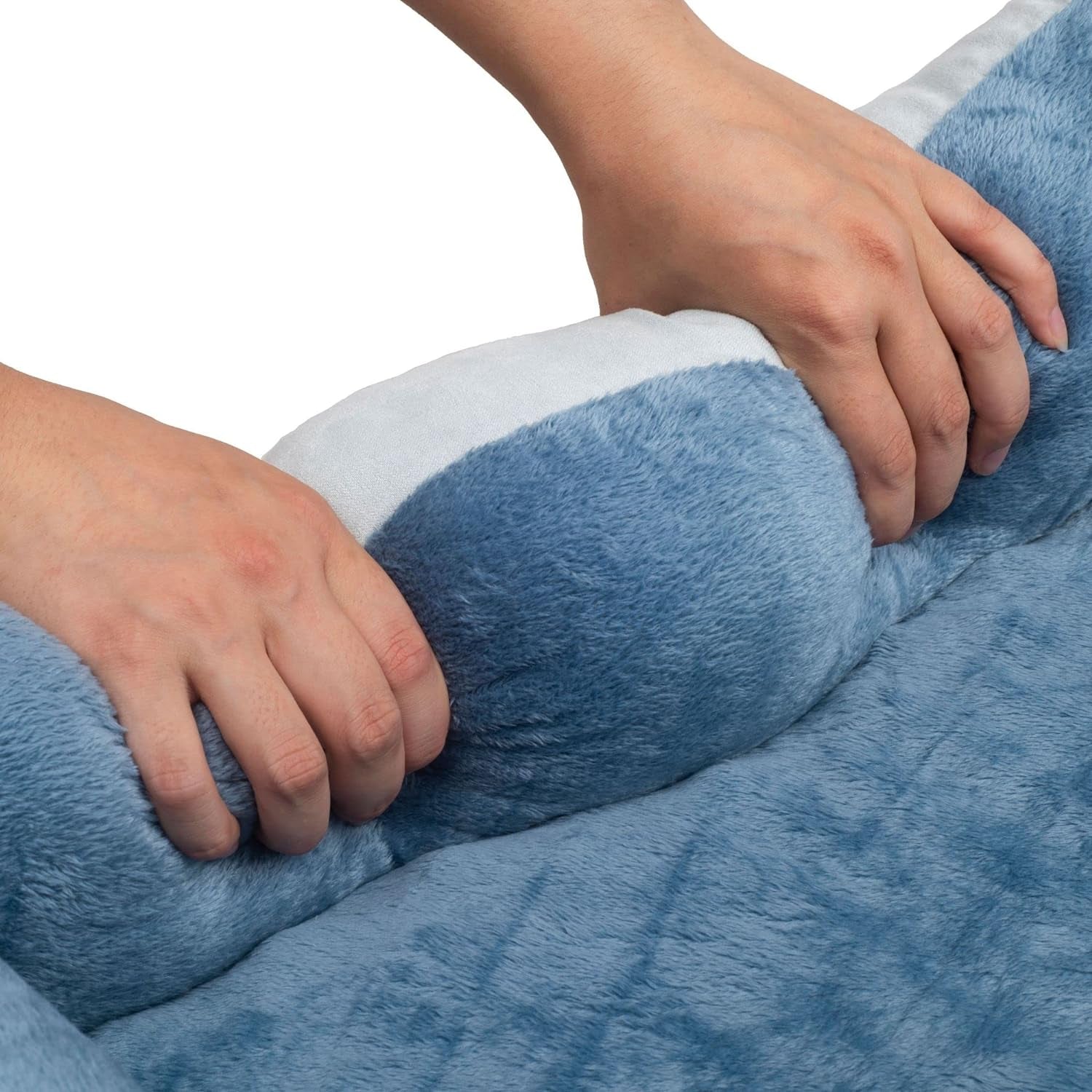 Long Orthopedic Rectangle Bolster Pet Bed, Medium 25x21 Inches, Blue with Orthopedic Insert by