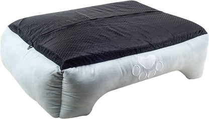Long Orthopedic Rectangle Bolster Pet Bed, Medium 25x21 Inches, Blue with Orthopedic Insert by