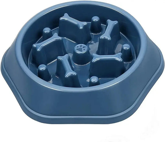 Non-Skid Slow Feeder Bowl for Dogs and Cats, Durable Design to Prevent Choking, Ideal for Medium and Small Pets, Blue