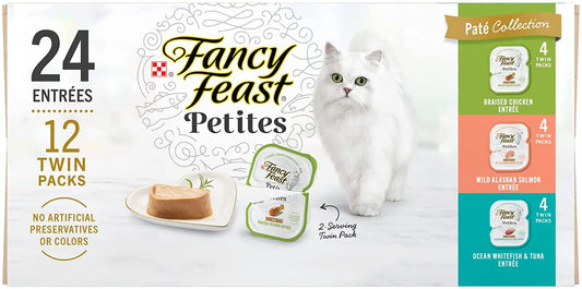 Purina  Gourmet Wet Cat Food Variety Pack, Petites Pâté Collection, Break-Apart Tubs, 24 Servings (Pack of 12) 2.8 oz. Tubs