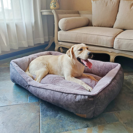 Rectangular Washable Dog Bed - Comfortable and Durable Square Design for Medium to Large Dogs (30 Inch, Black)