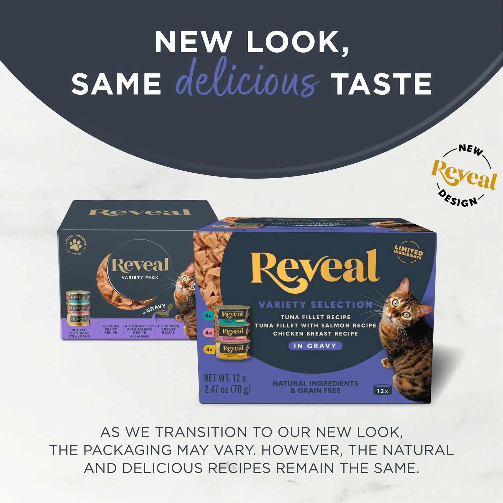 Reveal Natural Wet Cat Food, Fish & Chicken in Gravy Variety Pack, 12 X 2.47 Oz Cans