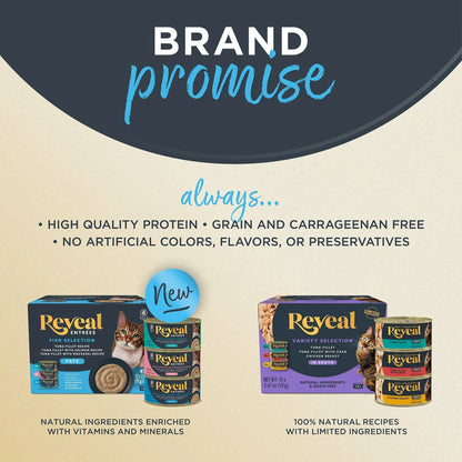Reveal Natural Wet Cat Food, Fish & Chicken in Gravy Variety Pack, 12 X 2.47 Oz Cans