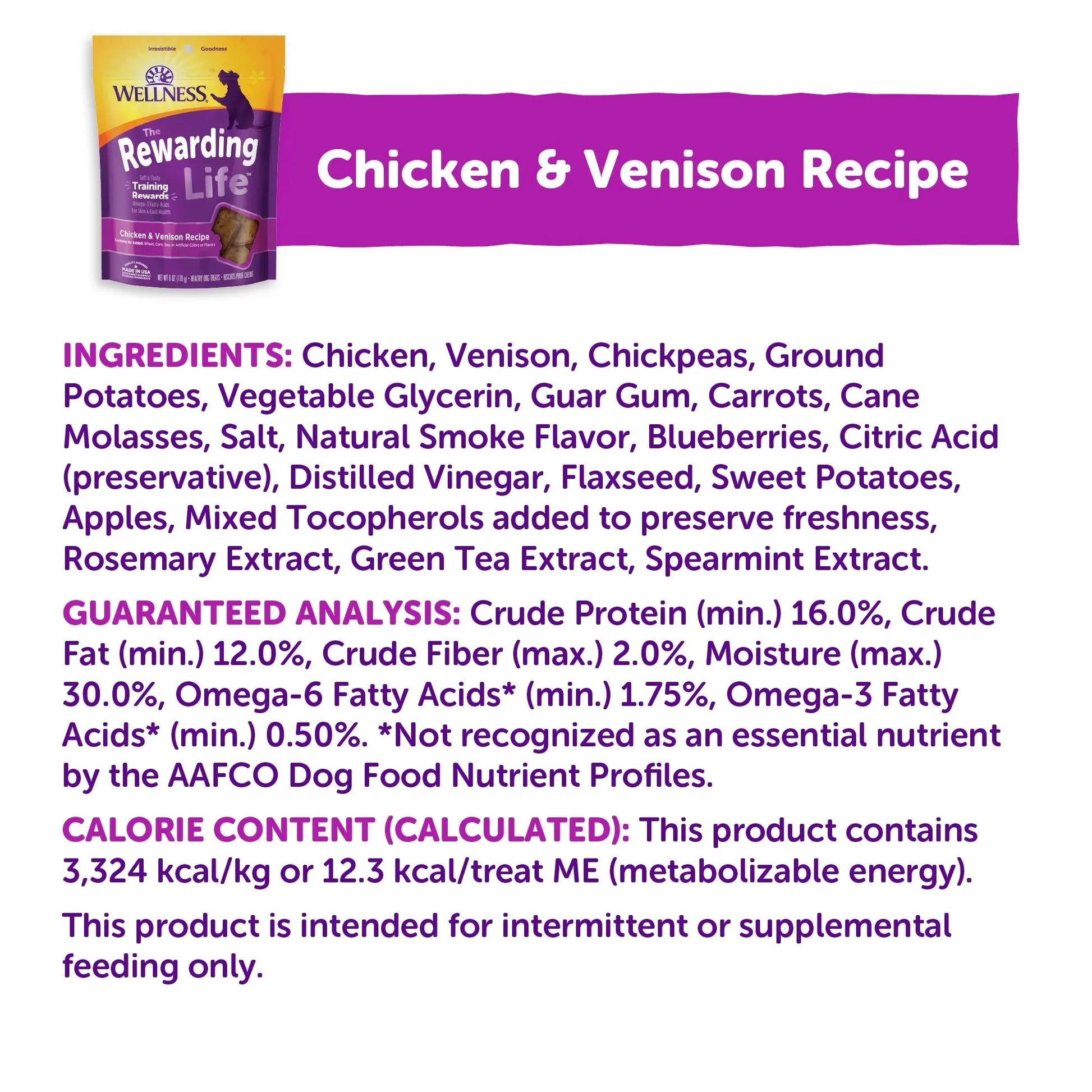 Rewarding Life Dog Treats, Natural, Training Treat, Grain Free, Soft Chicken & Venison (6 Ounce Bag)