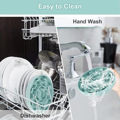 Set of 2 Slow Feeder Dog Bowls with Anti-Tipping Suction Cup Base, Silicone Design to Prevent Gulping and Vomiting for Dogs and Cats, Easy to Clean