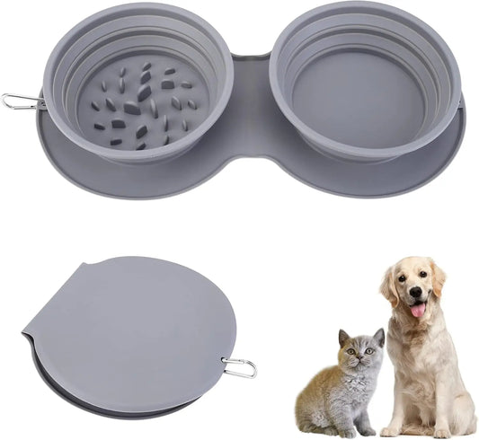 Silicone Slow Feeder Dog Bowl - Non-Toxic, Spill-Proof, and Non-Skid Design for Healthy Eating for Dogs, Puppies, and Cats