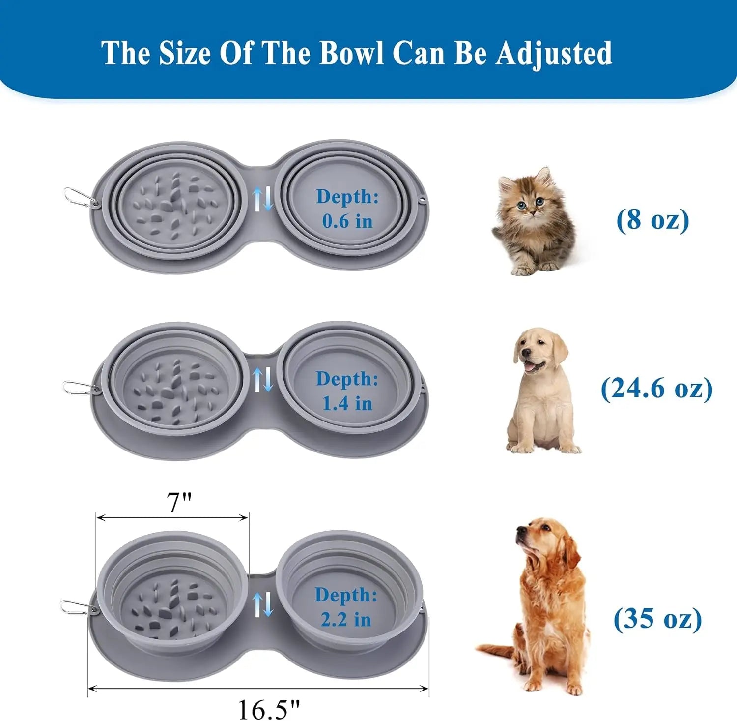 Silicone Slow Feeder Dog Bowl - Non-Toxic, Spill-Proof, and Non-Skid Design for Healthy Eating for Dogs, Puppies, and Cats