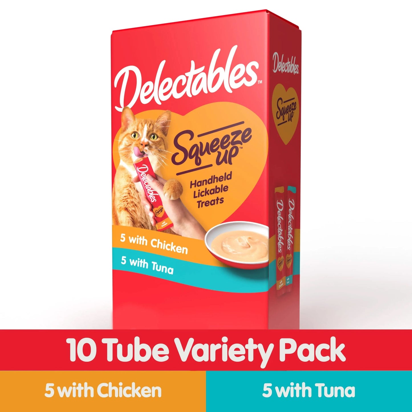 Squeeze up Lickable Cat Treats, Chicken & Tuna Variety Pack, 10 Count