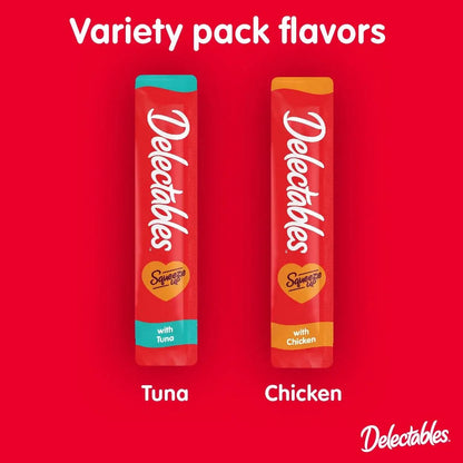 Squeeze up Lickable Cat Treats, Chicken & Tuna Variety Pack, 10 Count