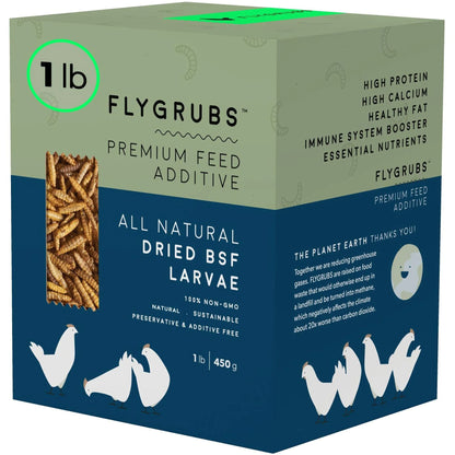 Superior to Dried Mealworms for Chickens (1Lb) - Non-Gmo Chicken Feed - BSFL Treats for Hens, Ducks, Turkeys, Wild Birds, Turtles, Quails