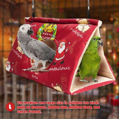 Velvet Hanging Hammock Bed for Birds - Plush Fluffy Hideaway for African Grey, Cockatoo, and Small Amazon Parrots