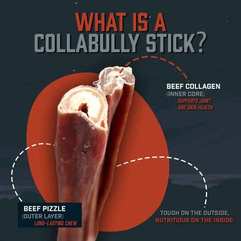 Wild Wolf 12-Inch Collabully Sticks (12 Pack) Part Bully Stick and Part Collagen Stick - Double the Flavor and Nutrients - 100% Natural Dog Chew Treat