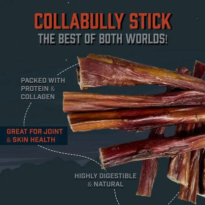 Wild Wolf 12-Inch Collabully Sticks (12 Pack) Part Bully Stick and Part Collagen Stick - Double the Flavor and Nutrients - 100% Natural Dog Chew Treat