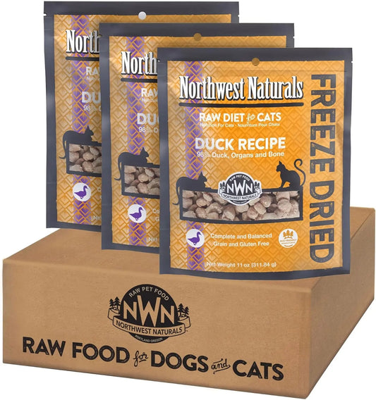 Freeze-Dried Duck Cat and Kitten Food – Bite-Sized Nibbles with Healthy, Limited, Human-Grade Ingredients – All-Natural, High-Protein, Complete and Balanced, Grain-Free – 11 Oz (Pack of 3)
