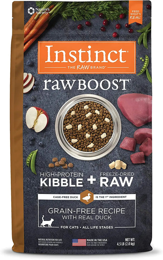 Raw Boost Grain-Free Dry Cat Food with Real Duck, 4.5 lb Bag