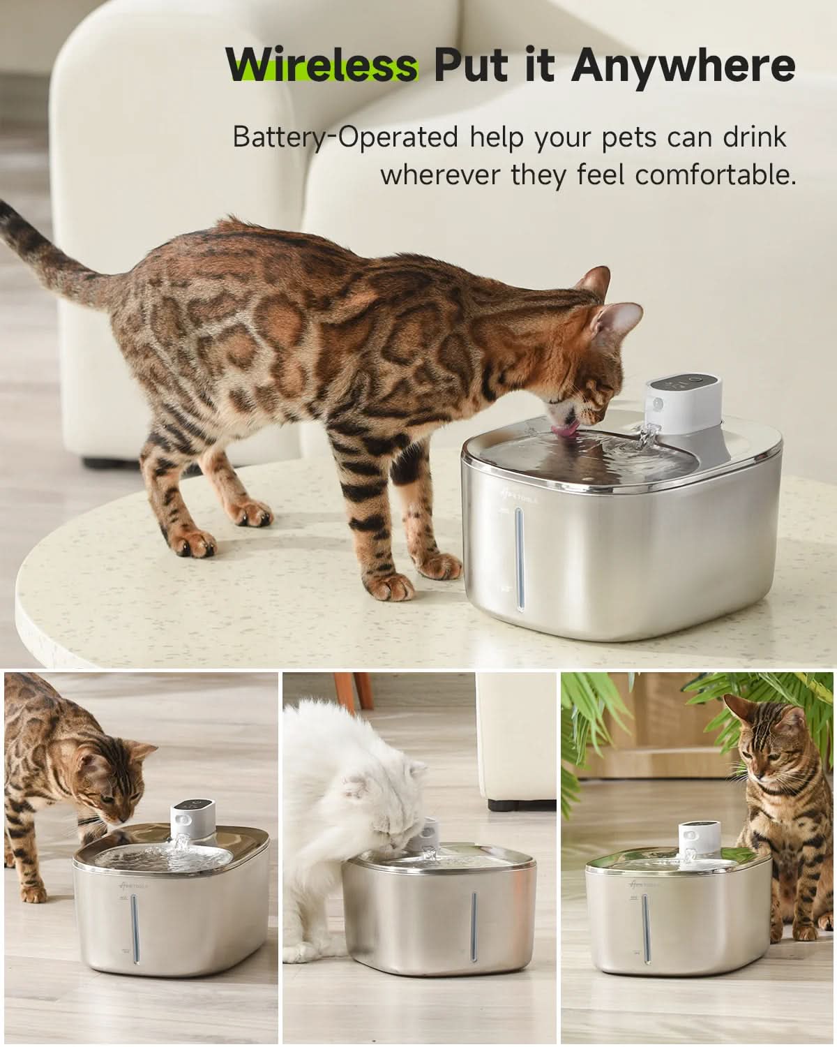 Elevate Your Pet's Hydration with the 4L Automatic Wireless Cat and Dog Water Fountain - Smart Sensor Technology for Ultimate Convenience