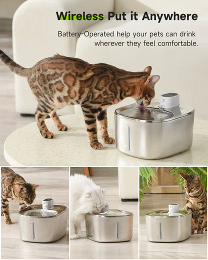 Elevate Your Pet's Hydration with the 4L Automatic Wireless Cat and Dog Water Fountain - Smart Sensor Technology for Ultimate Convenience
