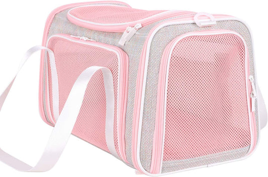 Soft and Stylish Travel Carrier for Medium Cats and Puppies, Fantasy Pink, Size M