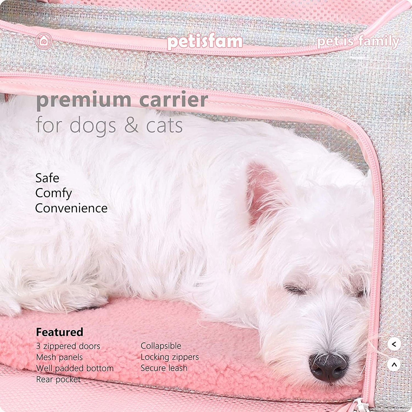 Soft and Stylish Travel Carrier for Medium Cats and Puppies, Fantasy Pink, Size M