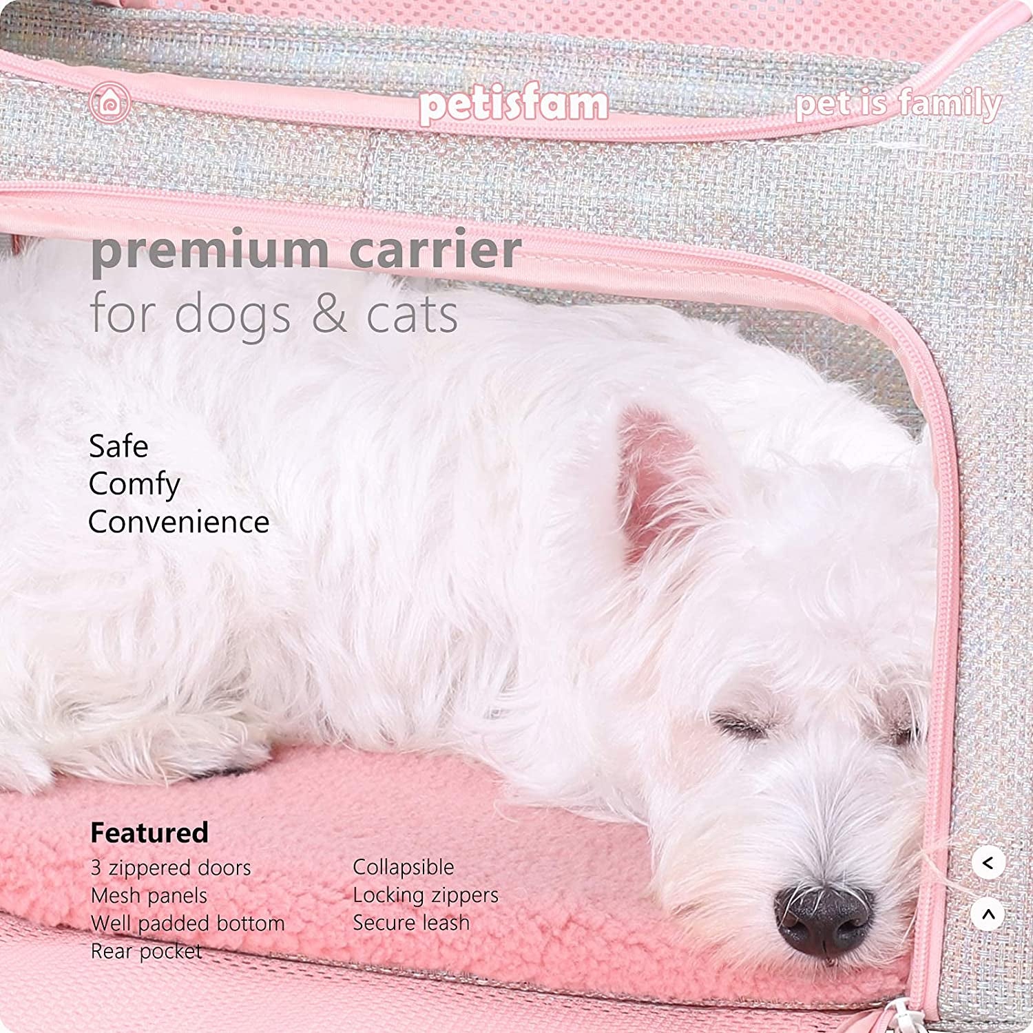 Soft and Stylish Travel Carrier for Medium Cats and Puppies, Fantasy Pink, Size M