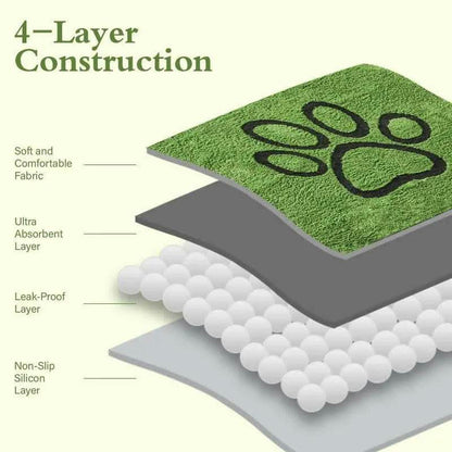 Qeils Super Absorbent Washable Pee Pads for Dogs 2 Pack Green Long Wool Mat Reusable Puppy Pads for Potty Training Outdoorfun Paws Unscented Eco-Friendly