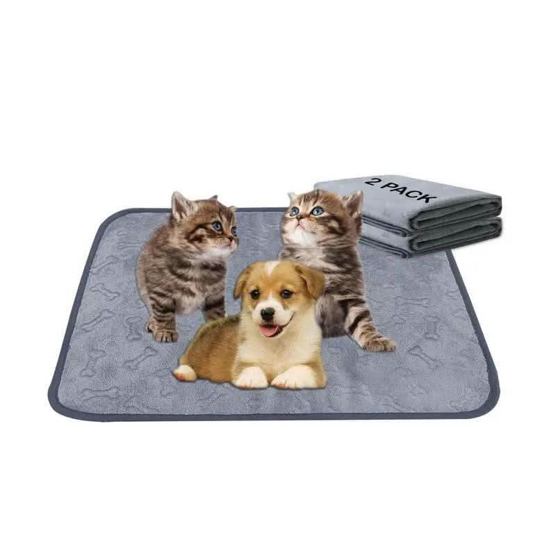 Qeils Super Absorbent Washable Pee Pads for Dogs 2 Pack Green Long Wool Mat Reusable Puppy Pads for Potty Training Outdoorfun Paws Unscented Eco-Friendly