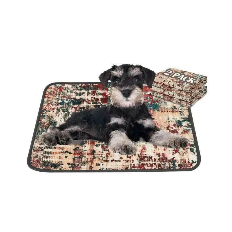 Qeils Super Absorbent Washable Pee Pads for Dogs 2 Pack Green Long Wool Mat Reusable Puppy Pads for Potty Training Outdoorfun Paws Unscented Eco-Friendly